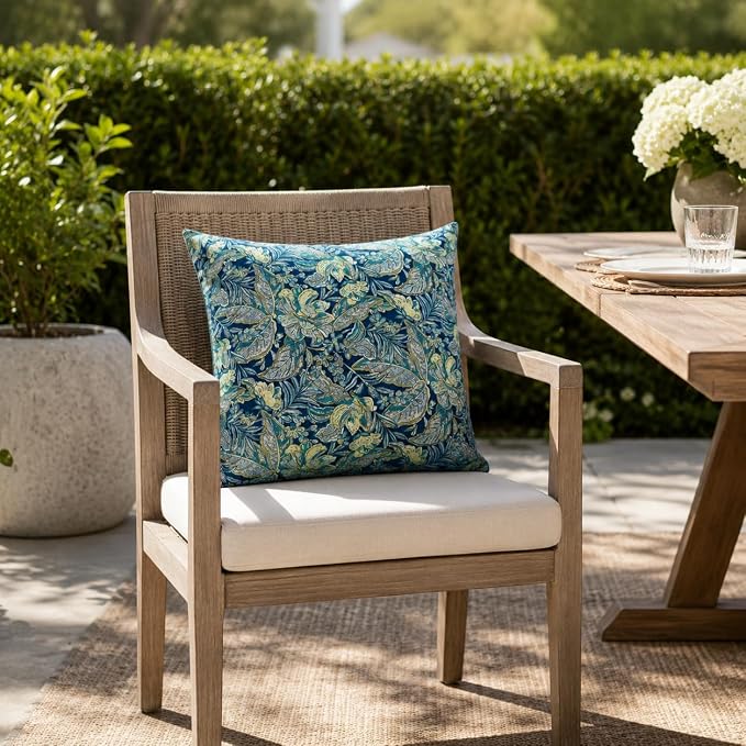 Outdoor/Indoor Decorative Throw Pillows 18×18 Inch | Pack of 2 Waterproof Decorative Throw Pillows with Inserts, Square Pillows for Bed, Couch, Sofa and Patio Furniture