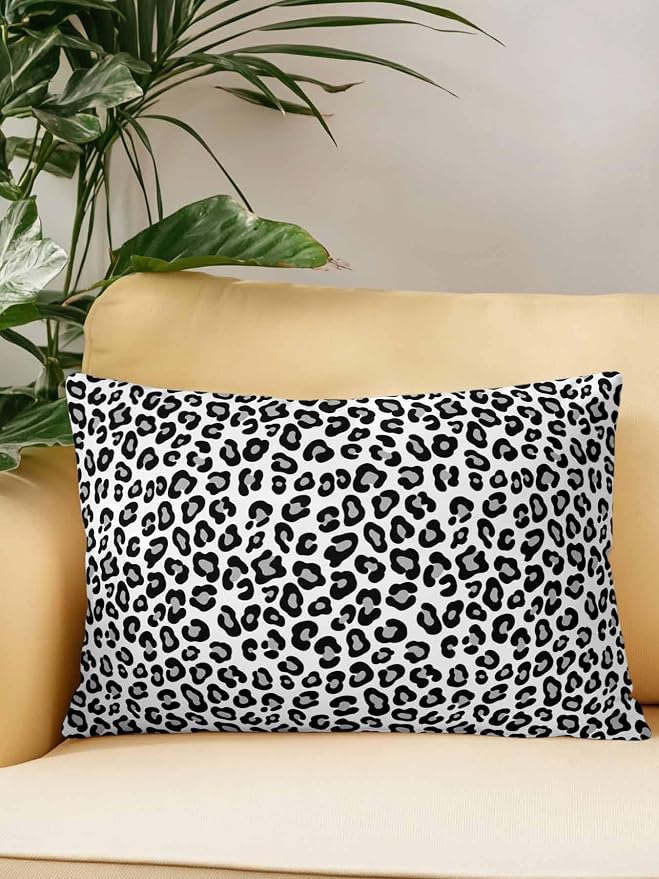 Outdoor Waterproof Throw Pillows Abstract White Black Leopard Patio Pillows,Decorative Pillow Covers with Insert,Pillow Cushion Case for Garden Couch Sofa Animal Skin Print