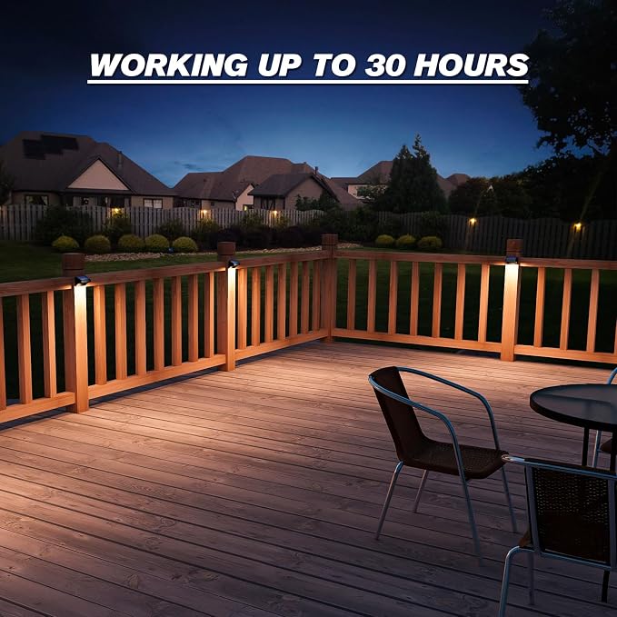 Aulanto Solar Led Deck Lights, Warm White & RGB Modes, Outdoor Waterproof for Backyard, Pool, Patio, Fence Post/Line (4Pack & 4Modes)