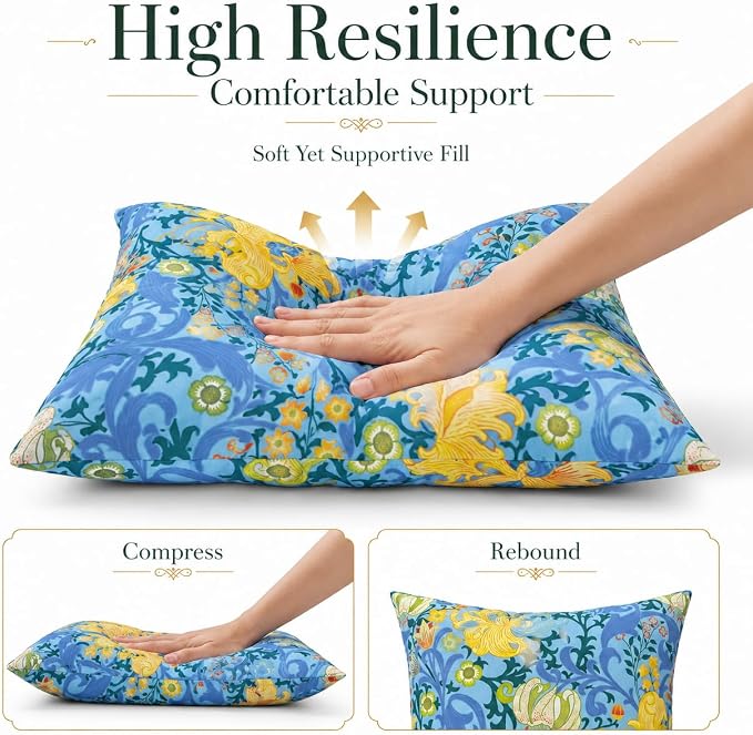 Outdoor Throw Pillows 18×18 Inch Waterproof Pillows with Inserts | Set of 2 Fade Resistant Decorative Square Pillows for Couch, Sofa and Patio Furniture