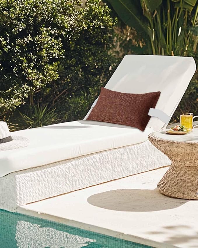 Pack of 4 Outdoor Lumbar Pillow Covers 11x16 Inch, Dark Brown Waterproof Throw Pillow Covers Set, Vintage Country Monochrome Chocolate Color Indoor&Outdoor Cushion Cases for Patio Porch Beach