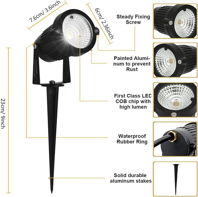 Low Voltage Landscape Lights Color Changing RGB 5W DC12V LED Landscape Lighting Outdoor Waterproof Spotlight Remote Control for Garden Pathway Christmas Decorative Light