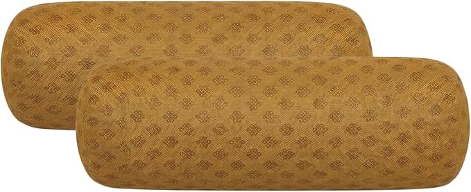 RSH DECOR: Sunbrella Neck Roll Pillows Set of 2 | 20” x 6” | Outdoor Bolster for Patio, Deck, Porch, or Poolside Furniture | Water & Fade-Resistant | Made in USA (Trinket Teak)