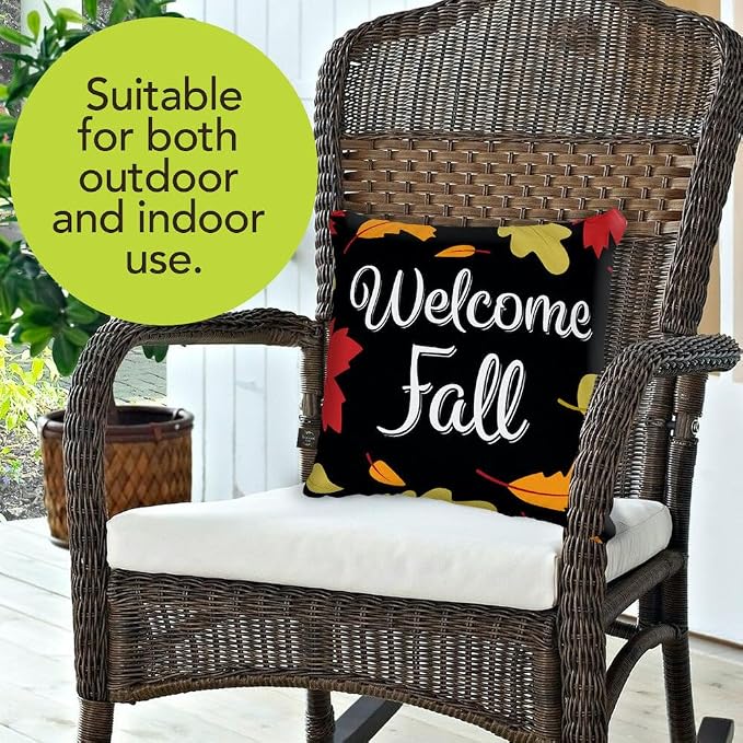 Briarwood Lane Fall Indoor/Outdoor Pillow 17x17 Welcome Leaves Autumn Decorative for Fall Pillow