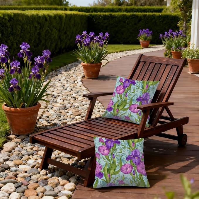 Waterproof Outdoor Pillow Covers Patio Throw Pillow Cases 18x18 Floral | Decorative Throw Pillows Patio Cushion Covers Set of 2, Outdoor Pillow Inserts Cover for Couch Chair