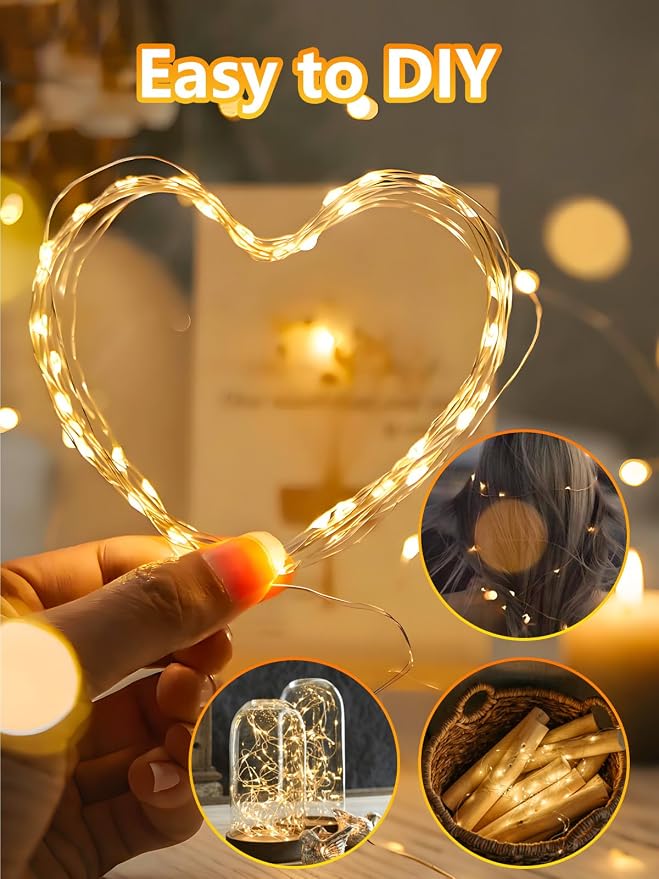 2 Pack Fairy Lights Battery Operated with Remote 33FT 100 LED Warm White | Remote Control, 8 Modes, Timer, Adjustable brightness, Waterproof Lights for Indoor Outdoor Classroom Christmas Decor