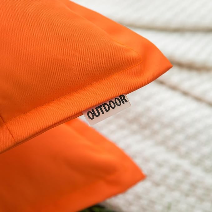 LIGICKY Orange Outdoor Waterproof Pillow Covers 20x18 Inch Pack of 2 Decorative Square Solid Color Pillows with Wide Edge Cushion Cover for Patio Tent Garden Couch Balcony Fall
