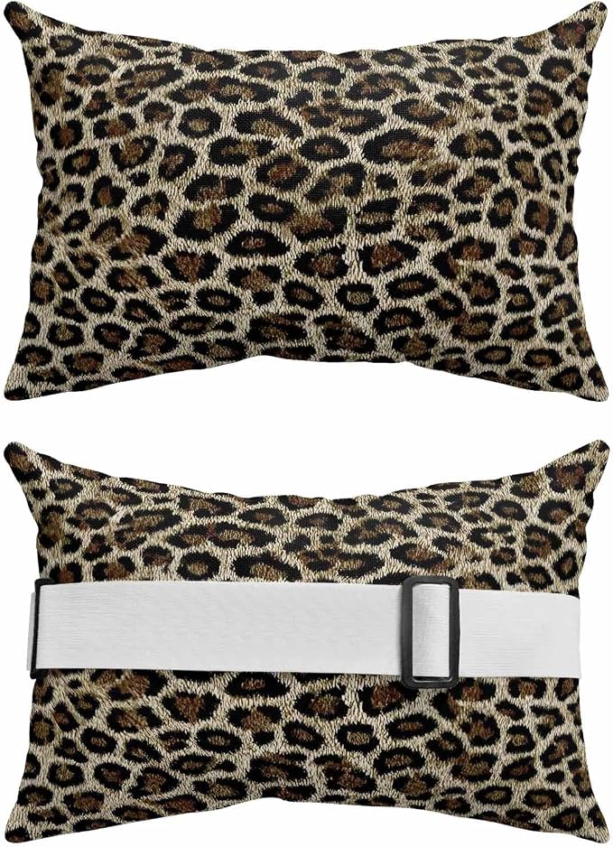 Pack of 2 Outdoor Lumbar Pillow Covers 11x16 Inch, Leopard Waterproof Throw Pillow Covers Set, Farmhouse Vintage Classic Brown Indoor&Outdoor Decorative Cushion Cases for Patio Porch Car