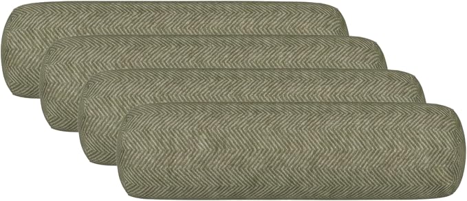 RSH DECOR: Sunbrella Neck Roll Pillows Set of 4 | 20” x 6” | Outdoor Bolster for Patio, Deck, Porch, or Poolside Furniture | Water & Fade-Resistant | Made in USA (Spirit Fern)