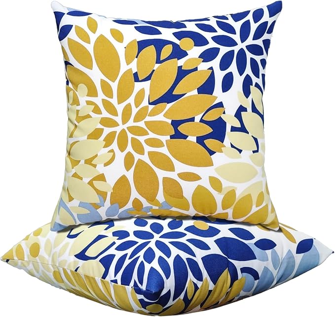 Yellow Outdoor Pillows Outside Pillows with Insert Included | 18x18 Outdoor Throw Pillows Set of 2 Decorative Pillows Outdoor Pillows for Patio Furniture