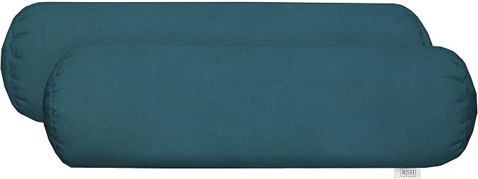 RSH Décor Sunbrella Neck Roll Pillows – Set of 2 | 20” x 6” | Outdoor Bolster for Patio, Deck, Porch, or Poolside Furniture | Water & Fade-Resistant | Canvas Regatta Blue