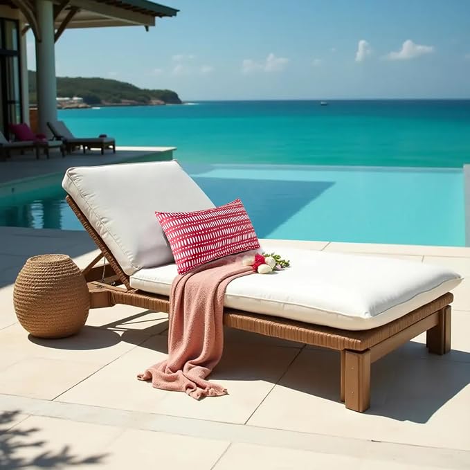 Pack of 2 Outdoor Pillows, 12x20 Outdoor Lumbar Pillows Waterproof | Outdoor Throw Pillows with Inserts, Fluffy and Supportive, Decorative Pillow for Patio and Garden, Pebble Red