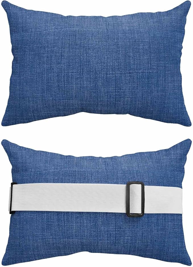 Pack of 4 Outdoor Lumbar Pillow Covers 12x20 Inch, Navy Blue Waterproof Throw Pillow Covers Set, Vintage Country Monochrome Farmhouse Indoor&Outdoor Decorative Cushion Cases for Patio Porch Beach