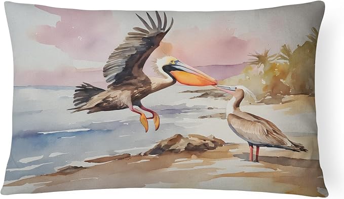 Caroline's Treasures DAC2854PW1216 Pelican Throw Pillow Machine Washable, Indoor Outdoor Decorative Pillow for Couch, Bed or Patio, 12HX16W