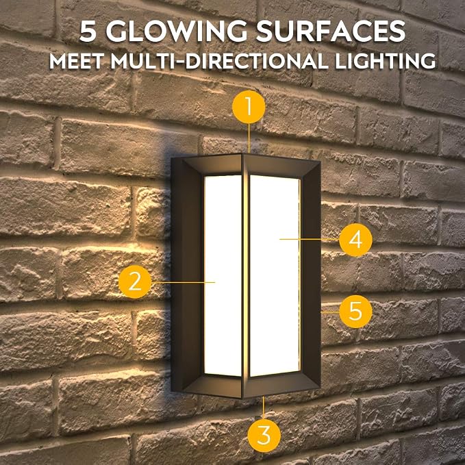 Outdoor Wall Lights,2Packs Exterior Light Fixture,LED Wall Sconce 3-Color-Changeable Wall Mounted Lamps,Matte Black Porch&Patio Light Outdoor,IP65 Waterproof for Hallway Stairs Gardens