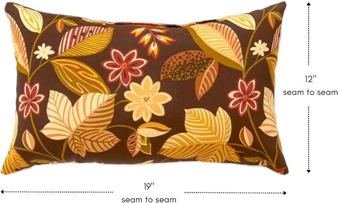 Greendale Home Fashions Outdoor 19x12 inch Rectangle Decorative Throw Pillow, 2-Pack, Russet Floral 2 Count