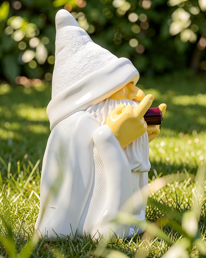 Leverse Middle Finger Decor Statue, 5.9in Smoking Wizard Dwarf- Funny Garden Gnomes Outdoor Decorations for Lawn Patio Yard Home Decor Easter Halloween