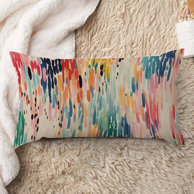 Rectangle Lumbar Pillow Case Make It Rain Fiesta Pillowcase Modern Rainbow Colorful Pillow Cover Accent Square Couch Sofa Cushion Covers for for Sofa Couch Bed Decorations 12x24in