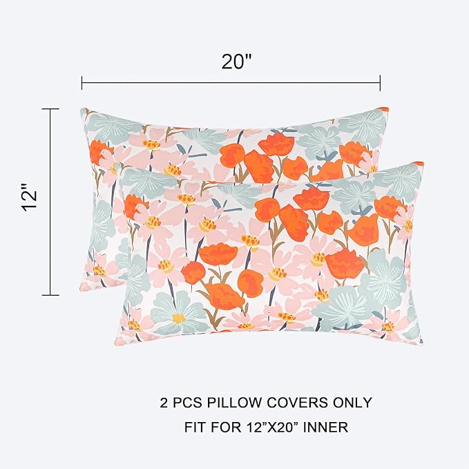 Pyonic Floral Outdoor Lumbar Pillows Covers 12x20 inch Waterproof Spring Summer Decor Outdoor Pillows for Patio Furnture Garden Bench Porch