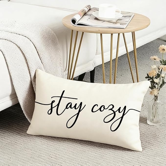 RABUSOFA White Outdoor Pillow Covers 12x20 Waterproof Stay Cozy Decoration | Outdoor Patio Decoration, Waterproof & Durable Fabric, Machine Washable, Invisible Zipper, Not Insert