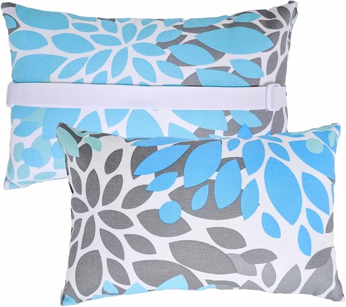 JMGBird Outdoor Accent Pillows White Outdoor Pillows with Adjustable Straps | 10x16 Waterproof Outdoor Pillow covers with insert 2 Throw Pillows Headrest Cushions for Pool Patio Beach Chair