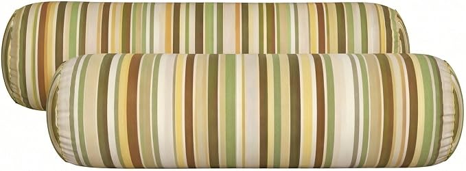 RSH DECOR: Sunbrella Neck Roll Pillows Set of 2 | 24” x 8” | Outdoor Bolster for Patio, Deck, Porch, or Poolside Chairs | Fade & Water-Resistant | Made in USA (Samuel Meadows)