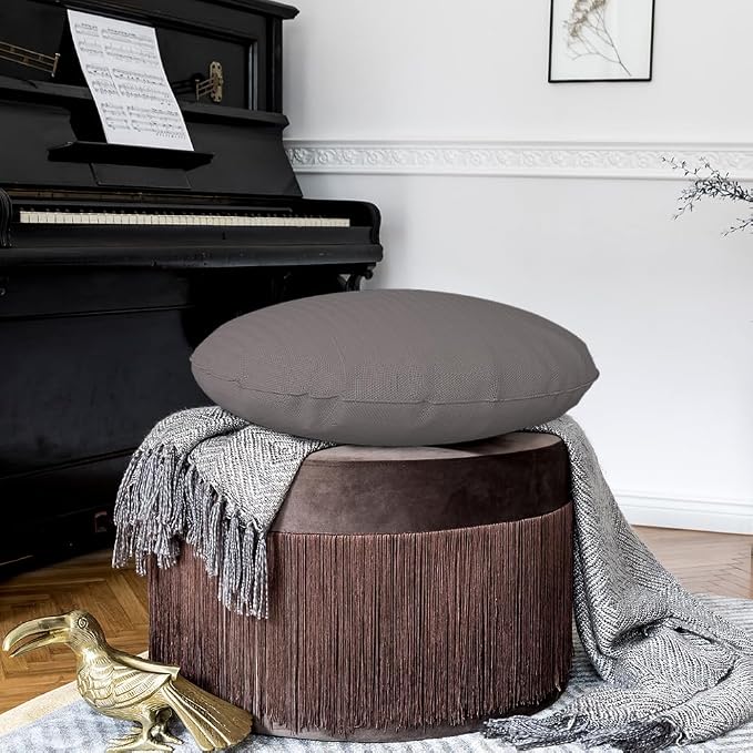Covers & all Round Pillow Cover, Weather & UV Resistant Water Repellant Protector for Pillows Home Office Living Room Decor Chair Sofa Couch, with Zippers (30" Diameter x 5" H, Charcoal Grey)