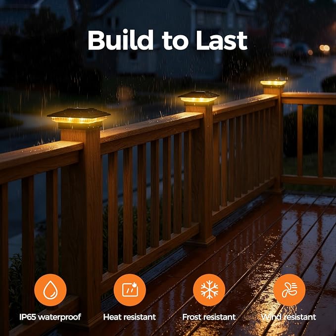 Solar Post Cap Lights Outdoor 16pack, Waterproof Fence Post Lights for 4x4 5x5 6x6 Wood/Vinyl Posts, Black Solar Deck Post Lights with 8 Color Modes Decorate Garden Patio Porch Backyard