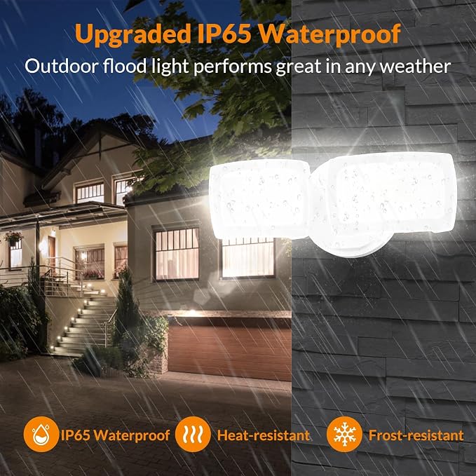 LEPOWER 2 Pack 28W 3000LM ‌LED Switch Controlled Security Light‌s ‌Outdoor‌ | LED Exterior Flood Lights Outdoor with 2 Heads, 5500K Daylight, IP65 Waterproof, Wet Location for Porch, Garden, Yard, Garage