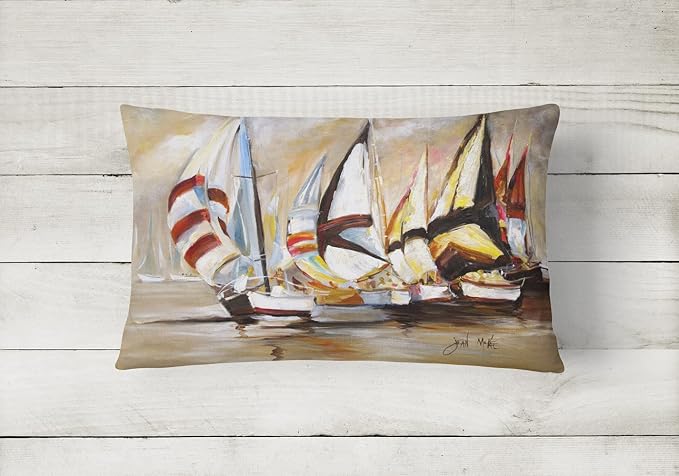Caroline's Treasures JMK1136PW1216 Boat Binge Sailboats Canvas Fabric Decorative Pillow Machine Washable, Indoor Outdoor Decorative Pillow for Couch, Bed or Patio, 12HX16W