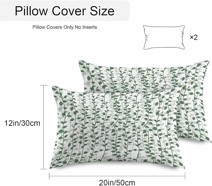 Green Ivy Leaves Outdoor Pillow Covers 20x12 Inch Lumbar Pillow Covers Set of 2 Waterproof Decorative Throw Pillow Cases Spring Plants Botanical Modern Country Cushion Covers for Patio Furniture