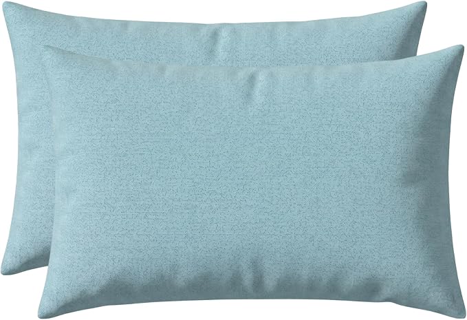 RSH DECOR: Sunbrella Lumbar Throw Pillows Set of 2 | 20" x 12" | Water and Fade-Resistant Performance Fabric | Outdoor Pillow Covers with Down-Alternative Inserts | Made in USA (Cast Mineral)