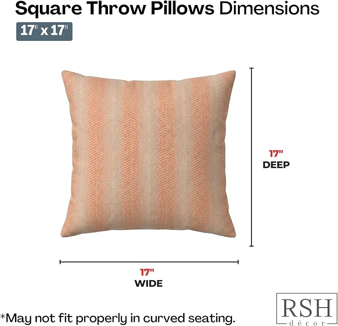 RSH DECOR: Sunbrella Square Throw Pillows Set of 2 | 17" x 17" | Water and Fade-Resistant Performance Fabric | Outdoor Pillow Covers with Down-Alternative Inserts | Made in USA (Perception Spark)
