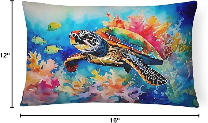 Caroline's Treasures DAC2807PW1216 Loggerhead Sea Turtle Throw Pillow Machine Washable, Indoor Outdoor Decorative Pillow for Couch, Bed or Patio, 12HX16W