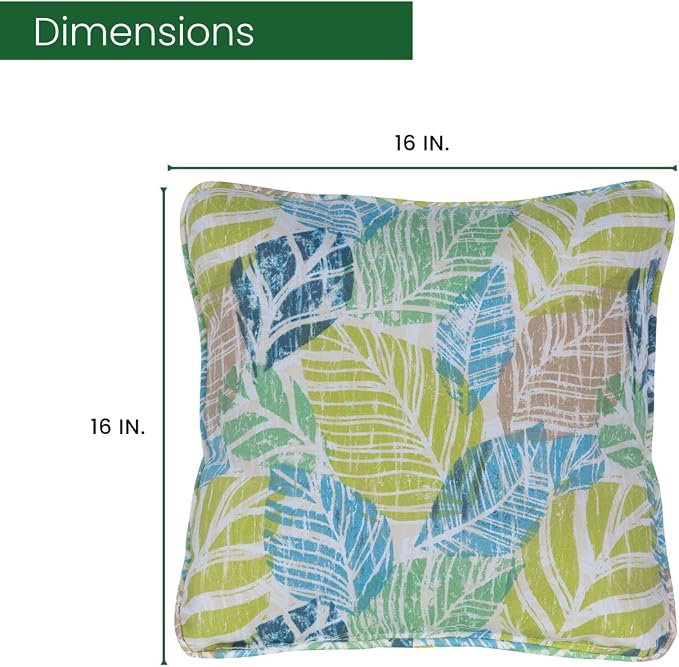 Hanover, Green/Blue Palm Indoor/Outdoor Throw, Decorative, Set of 2, 2 Pillows, 2 Count