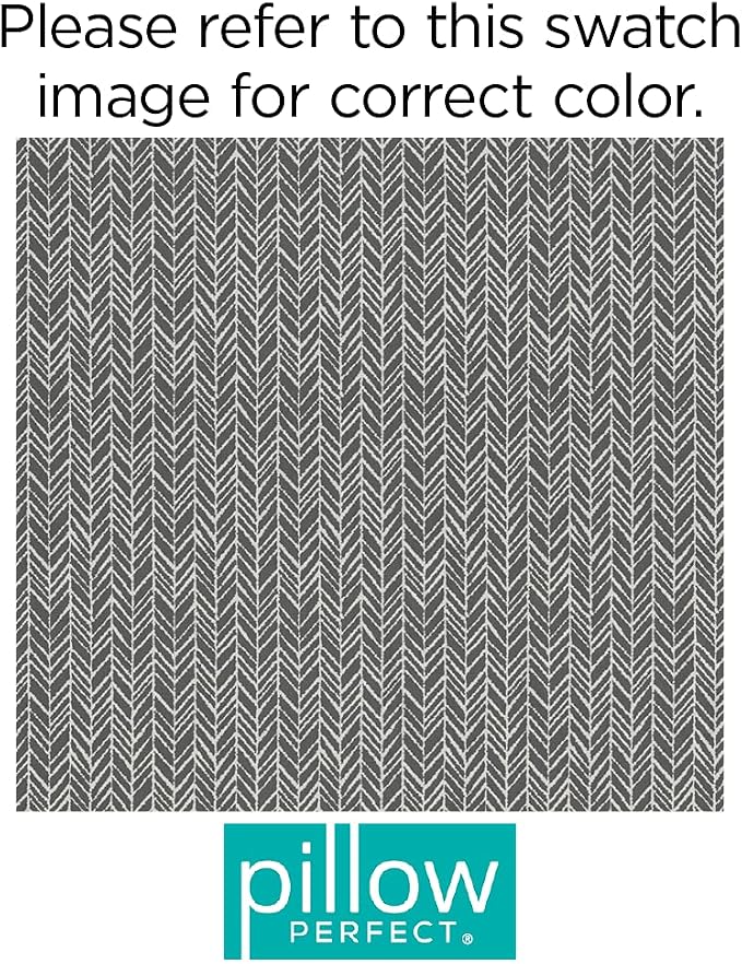 Pillow Perfect Outdoor/Indoor Herringbone Slate Seat Cushions, 18.5" x 18.5", Gray, 2 Pack