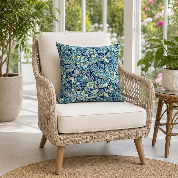 Outdoor/Indoor Decorative Throw Pillows 18×18 Inch | Pack of 2 Waterproof Decorative Throw Pillows with Inserts, Square Pillows for Bed, Couch, Sofa and Patio Furniture