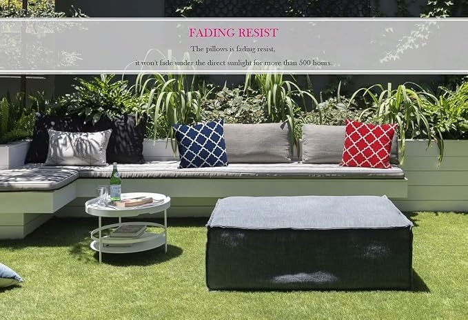 Pack of 2 Outdoor Waterproof Decorative Throw Pillow Covers for Patio Furniture, 18x18 Inch Fade Resistant Patio Garden Cushions for Couch Bed Sofa, Geometric Red