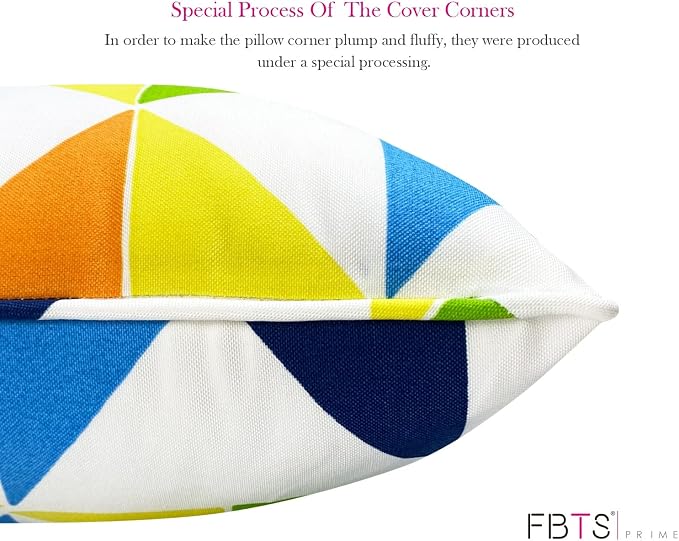 Pack of 2 Outdoor Waterproof Decorative Throw Pillows with Inserts for Patio Furniture, 20x12 Inch Fade Resistant Patio Garden Lumbar Cushions for Couch Bed Sofa, Triangular Multi