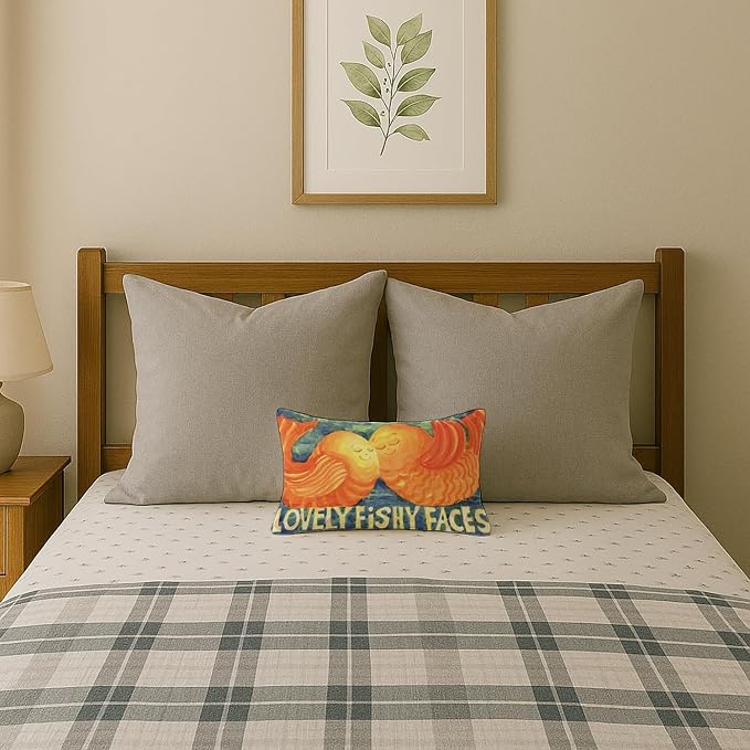 Caroline's Treasures 6052PW1216 Fish - Kissing Fish Canvas Fabric Decorative Pillow Machine Washable, Indoor Outdoor Decorative Pillow for Couch, Bed or Patio, 12HX16W