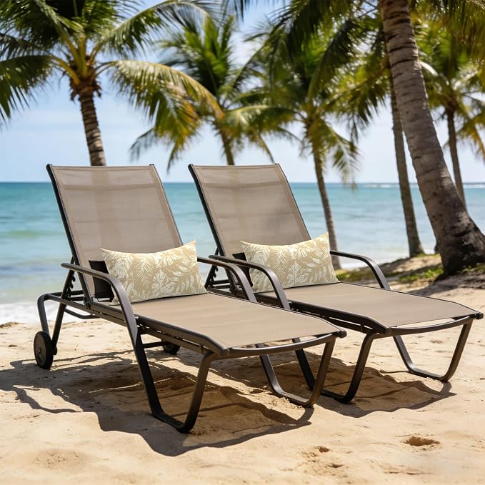 LVTXIII Outdoor Lumbar Pillow Covers Only Set of 2 Patio Decorative Pillow Cases, Water Repellent Lumbar Cushion Cases for Sofa, Patio Couch Garden Use, 12x20 Inch, Tropical Leaf Oat