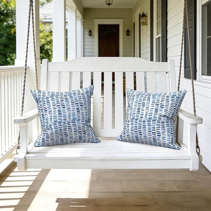LVTXIII Outdoor Throw Pillows, Decorative Throw Pillows with Inserts, 16"x16" Square Pillows for Bed, Couch, Sofa and Patio Furniture, Set of 2, A Pebble Blue