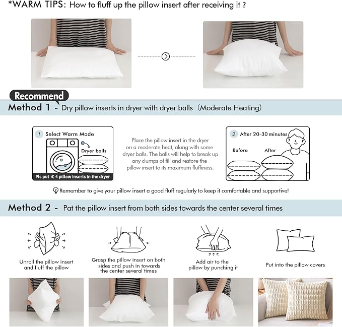 MIULEE Pack of 2 Waterproof Pillow Inserts Bundle Pack of 2 Outdoor Pillow Covers Navy Blue 16x16 Inch