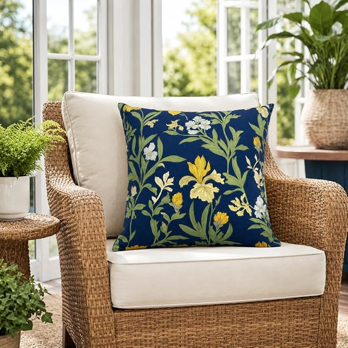 Outdoor Throw Pillows 18×18 Inch Pack of 2 Waterproof Decorative Patio Pillows with Inserts, Square Pillows for Garden Couch Sofa and Patio Furniture