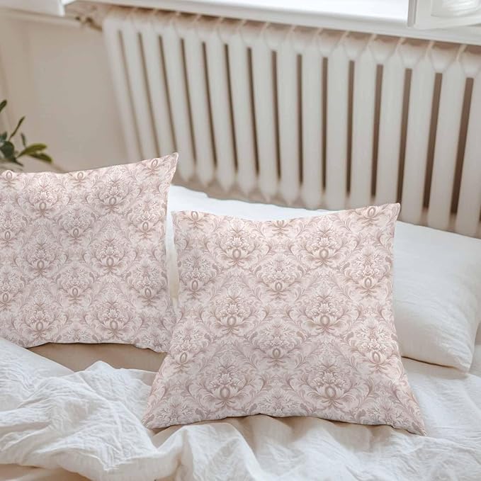 Vintage Baroque Waterproof Outdoor Pillow Covers Set of 2 Home Decor, Country Abstract Scroll Floral Printed Pillowcase Patio Pillow Covers for Couch Bench Furniture Garden 16x16in