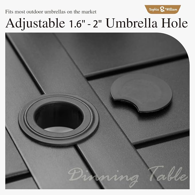 Sophia & William Patio Dining Set for 6 Person, Outdoor Dining Set with Umbrella, Patio Furniture Set for Deck Lawn Garden Backyard (Beige Umbrella,Base Not Included)