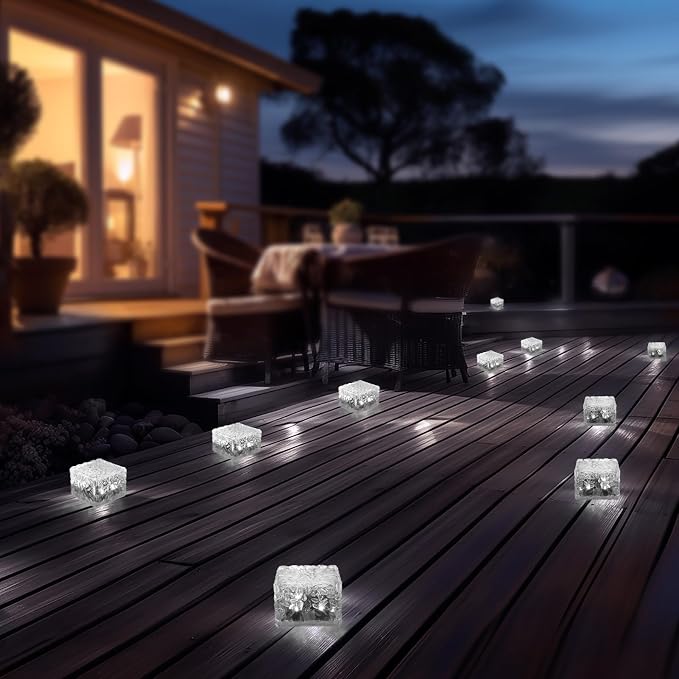 MLKNK Solar Brick Lights-Outdoor Solar Lights for Yard 3 Pack Garden Decor | Solar Brick Landscape Path Light for Pathway Patio Walkway Backyard Decoration