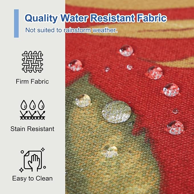 Outdoor Throw Pillow with Insert 18x18 Inch, Set of 2, Piping Edge Waterproof Fade Resistant Decorative Fluffy Pillows for Patio Furniture Chair Bench Couch Sofa - Red Floral