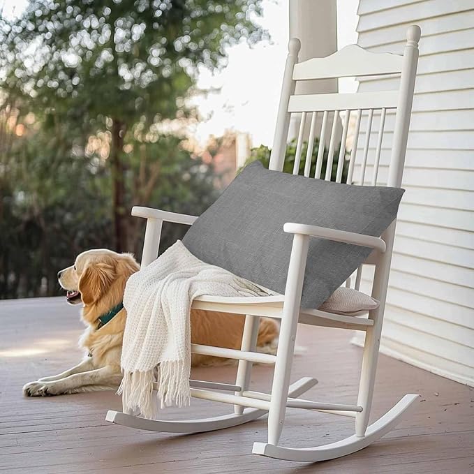 Vandarllin Outdoor Throw Pillows Covers 20x12 inch Set of 2 Waterproof Grey Linen Decorative Zippered Cushion Covers for Patio Furniture, Farmhouse Pure Color Lumbar Pillowcases