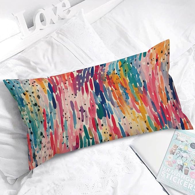 Lumbar Cushion Cover Make It Rain Fiesta Pillows Modern Rainbow Colorful Pillow Cover Accent Decorative Cushion Cases Home Decor for for Couch Sofa Farmhouse Decor 12x24in